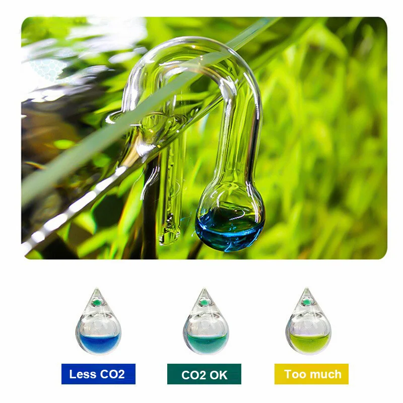 VIV CO2 Monitor Concentration Checker Crystal Glass Bubble Counter Hang On For Fish Plant Tanks Aquarium ADA Style Indicator 4