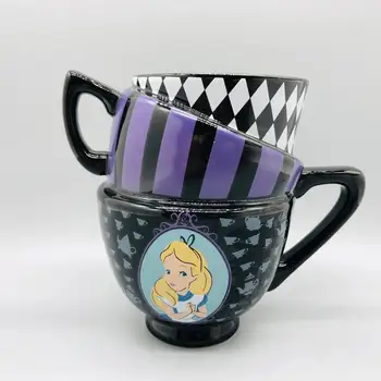 Miniso Anime Movie Peripherals Alice In Wonderland Water Bottle Cartoon Three Layers Ceramics Stacking Cup Coffee Cup Mug Gift