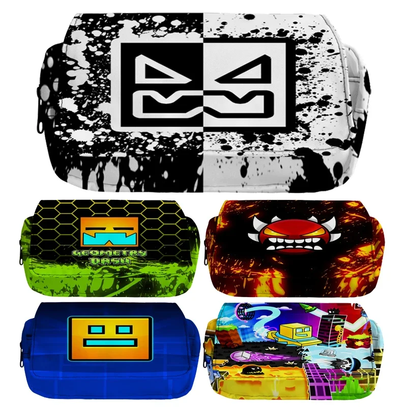 

Angry Geometry Dash Pen Box Kawaii Pencil Case Organizer Pouch for Girls Boys School Supplies Office Accessories Stationery Bag