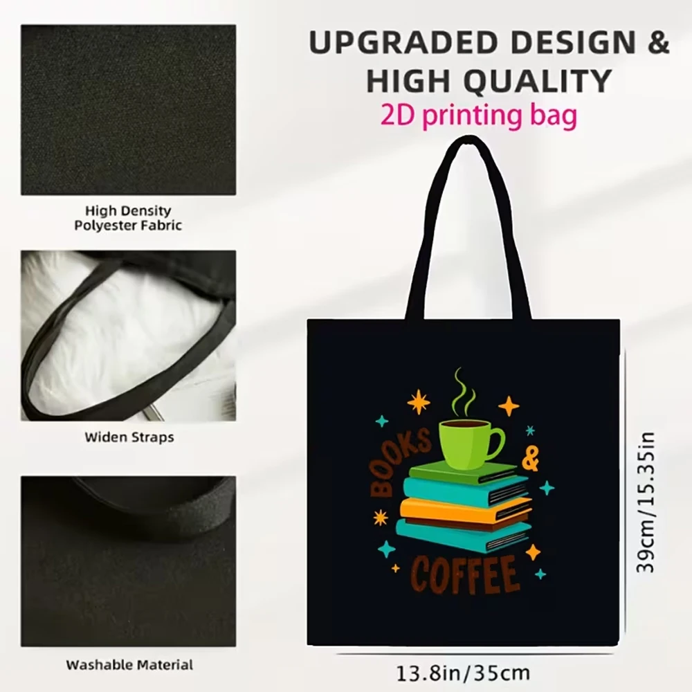 Book Lover's Coffee-Themed Reusable Tote – Perfect Gift for Readers and Coffee Enthusiasts