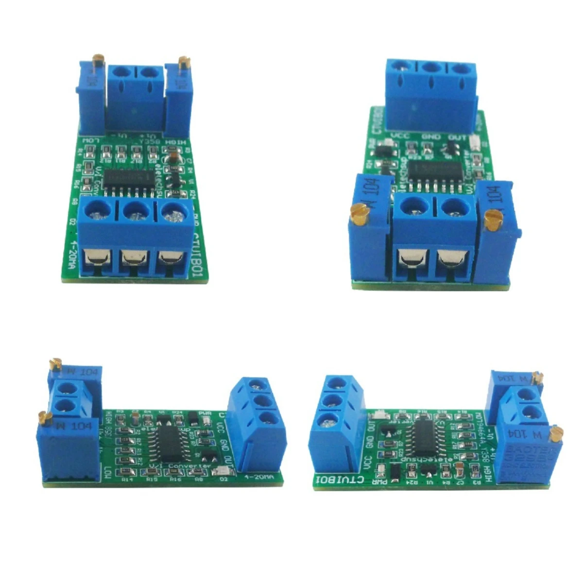 

4 PCS 0-5V/10V/24V to 4-20mA V/I Converter Module Range Adjustable Voltage