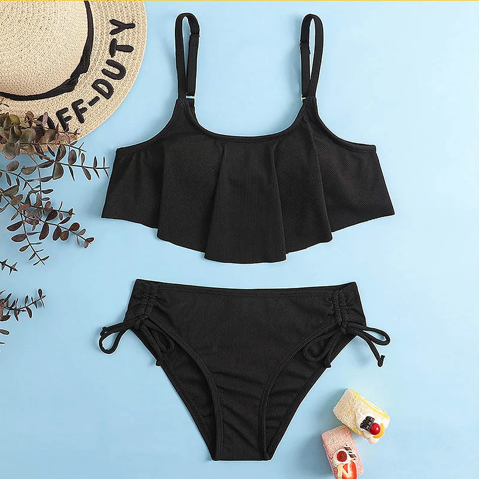 Teen Bikini 12 Years Black | Black Striped Girls Bikini | Bikini Child ...