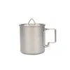 Camping Ultralight Titanium Cup Portable Water Cup with Lid Foldable Handle Titanium Cup Outdoor Cooking Picnic Cutlery 2