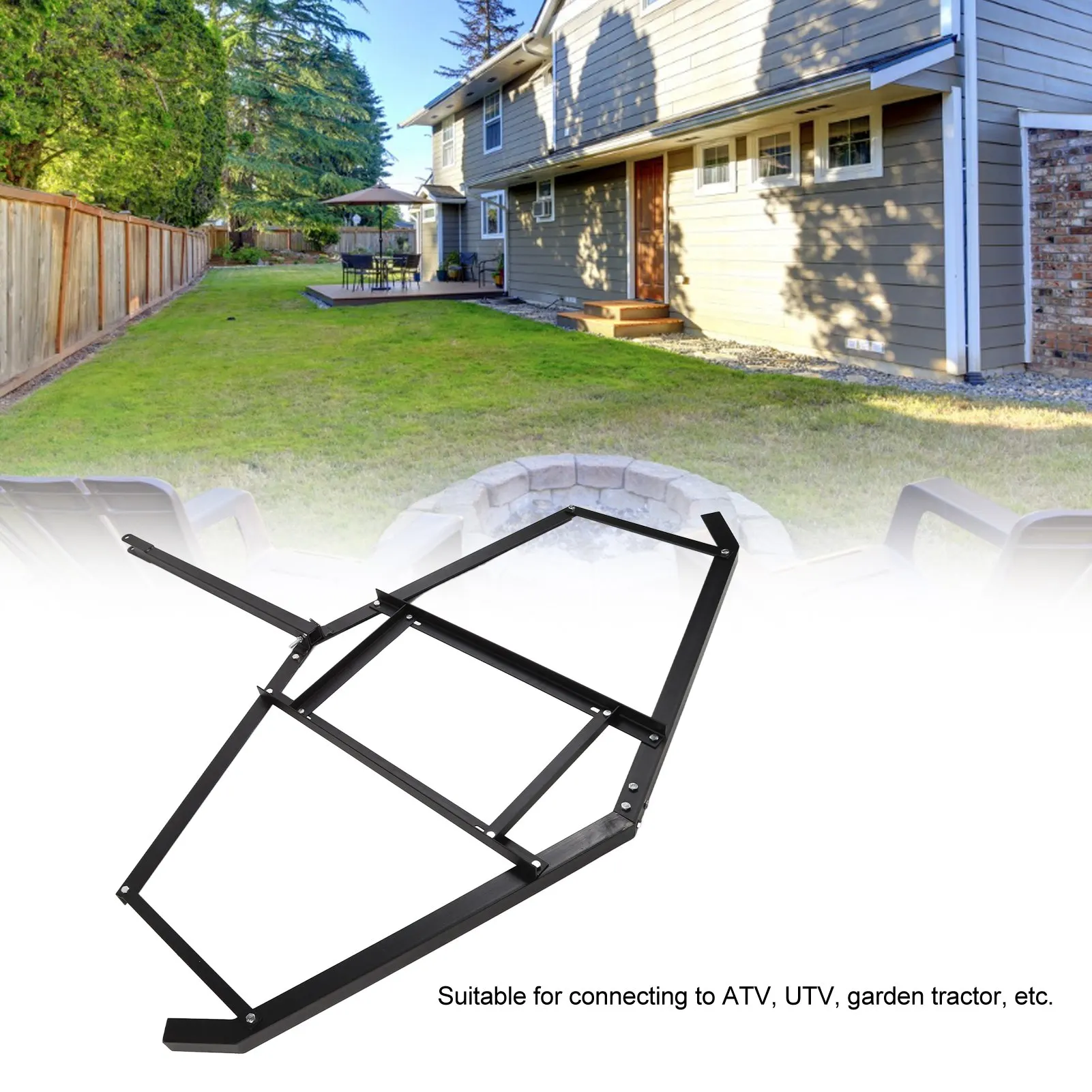 74 Inch Drag Driveway Tractor Harrow Heavy Duty Steel Lawn Leveling Rake for ATV UTV Trailer Mower 4