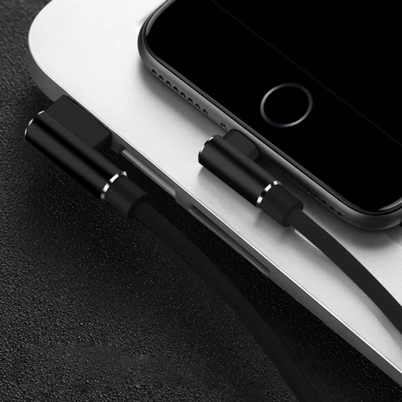 Elbow 90° USB-C Fast Charging Cable - Durable Nylon Braided Data Charger, Available in 1m, 2m, and 3m Lengths
