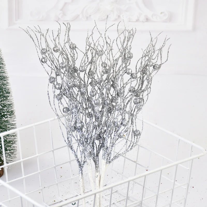 5/1 stücke Weihnachten Künstliche Glitter Berry Stem Zweige Weihnachten Baum Ornament 2025 Neue Jahr Dekoration Für Home DIY Vase füller – Detail 9