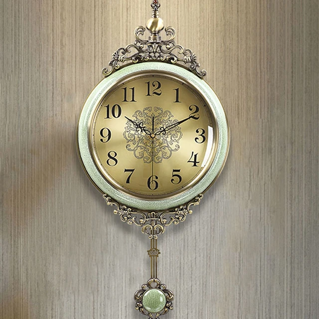 Relojes de pared de lujo de gran tamaño para sala de estar, estilo nórdico,  silencioso, de Metal, Vintage, creativo, con Péndulo, Wanduhr, decoración  de pared - AliExpress