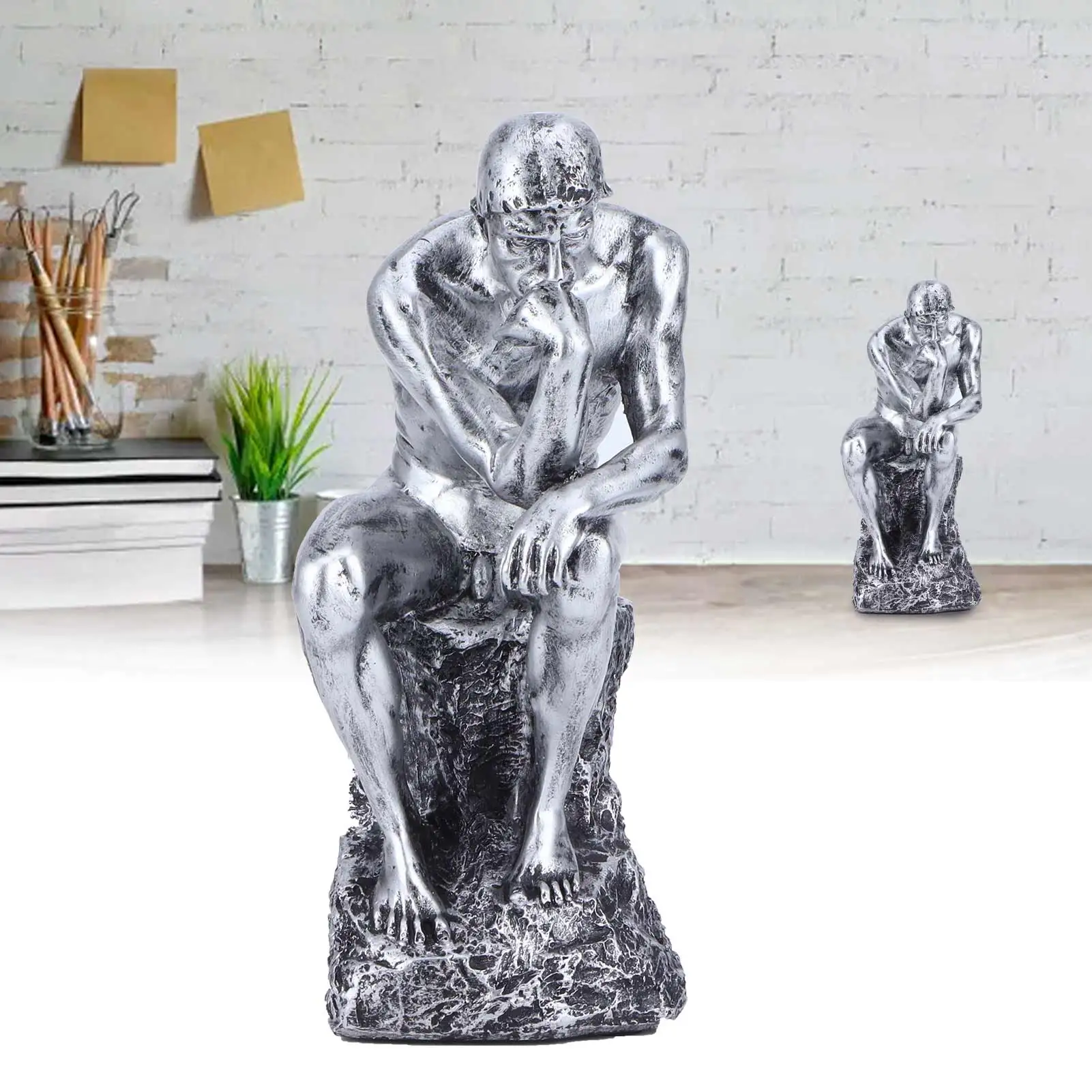 

Creative Thinker Statue European Style Resin Character Sculpture Home Study Room Living Room Office Bookshelf Ornament