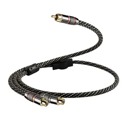 Premium HiFi RCA Audio Splitter Cable - 1 Male to 2 Female for Speaker & Amplifier Systems (RCA(M) to 2RCA(F))