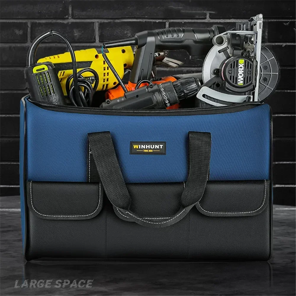 New Square Tool Bag with 30% More Capacity Waterproof Multi Pockets Tool Organizer Tool Pouch for Electrician Tools 5