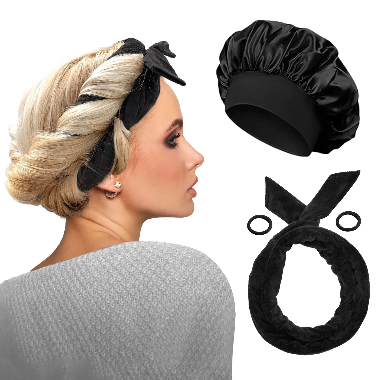Hair Curling Tools Sleeping Cap Heatless Curle Rod No Heat Ribbon Lazy Hair Curlers Headband Hair Rollers Sleeping Soft Headband Styling Tools