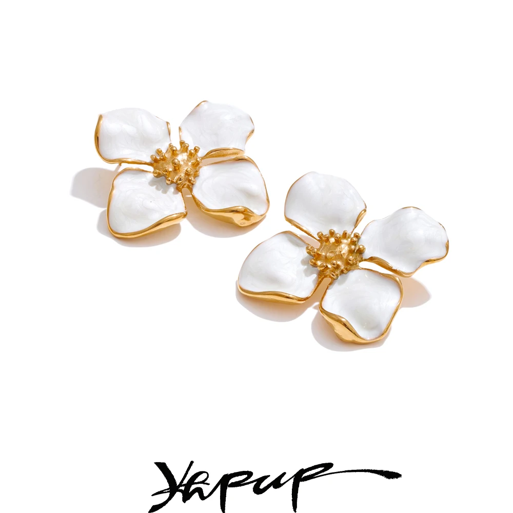 Yhpup Waterproof Earrings 18K Golden PVD Plated Stainless Steel