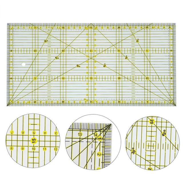 15*30 Quilters Ruler with Double Colored and Grid Lines Patchwork Ruler  Acrylic Sewing Ruler