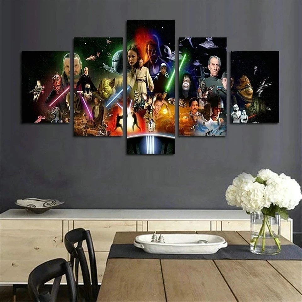 5 Panel Star Wars Canvas Hd Print Han Solo Luke Wall Art Poster Painting Living Room Home Decor Pictures Frame - Painting & Calligraphy - AliExpress