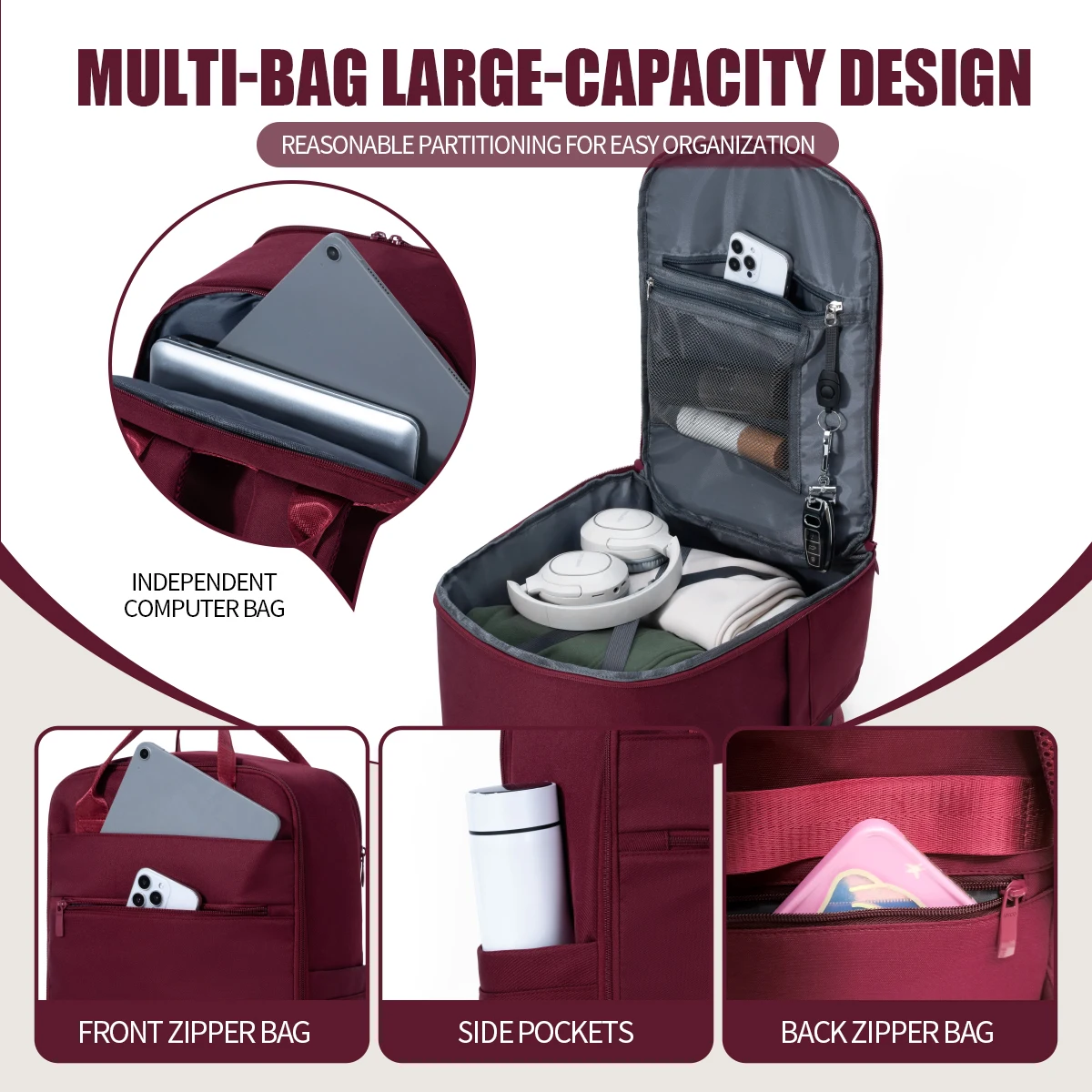 Cross-Border Carry-On Bag for Women, No Checked Baggage Required, Lightweight Backpack for Work and Commuting, Durable, Waterproof, Business Laptop Bag, Backpack for Men, School Bag