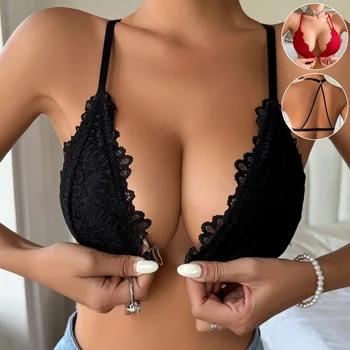  Reggiseno da donna in pizzo con chiusura senza ferretto e fibbia, reggiseni senza cuciture, reggiseni per donna, intimo Bralette 1