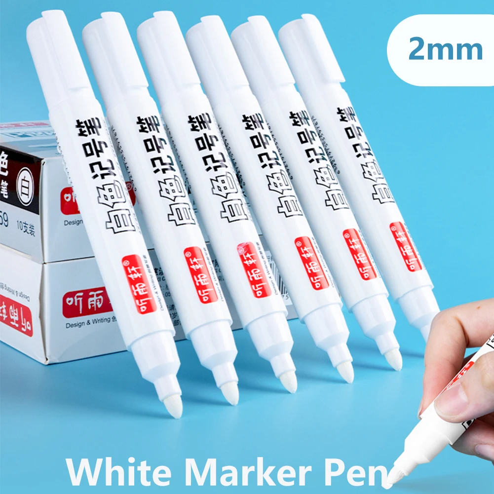 White Permanent Paint Pen Acrylic Maker Waterproof Oily Pens for Wood Plastic Leather Glass Stone Metal Canvas Ceramic Marker 5