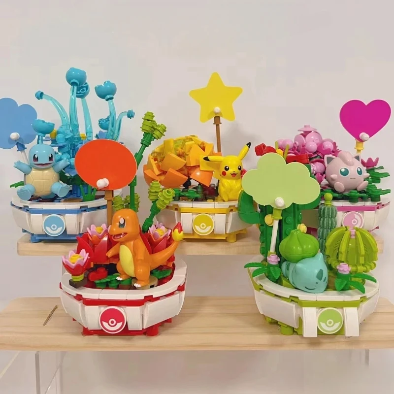 Keeppley Pokemon 빌딩 블록  Bulbasaur Seed Charmander Squirtle 조립 공장 화분 타일 장난감 어린이 선물
