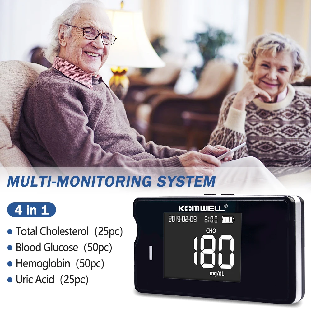 4 in 1 Cholesterol Hemoglobin Uric Acid & Blood Glucose Meter Kits medical Household rapid test monitor with Strips