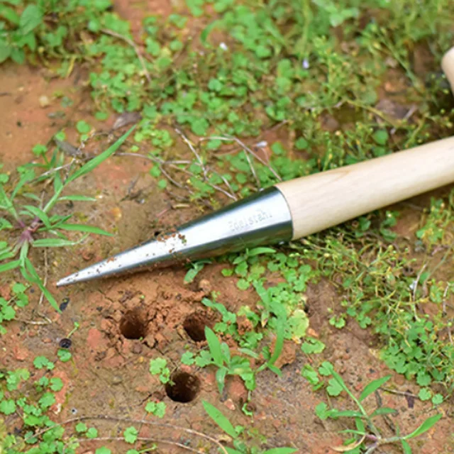 Otthoni Ültetési Szerszámok Lyuk Lyukasztó Kertész Tartós Fa Fogantyú Rozsdamentes Acél Vetőmag Ültetvényes Szerszám Talaj Kerti Kellékek - Image 6
