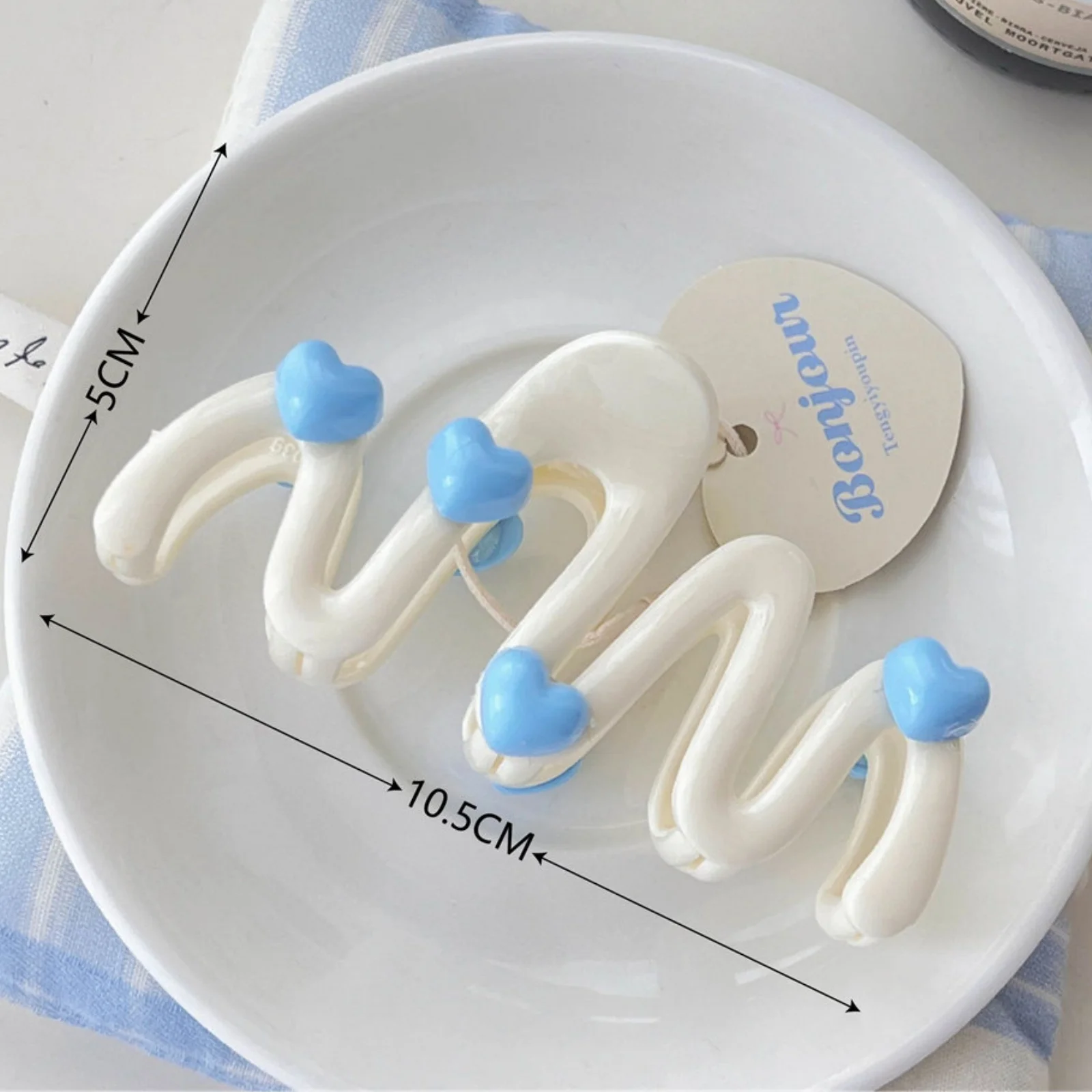 1PC Stylish Spiral Hair Clips with HeaAccents, Blue and White Color, Ideal for Women's Daily & Party Hairstyles, Fashion Hair