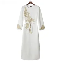 Muslim Fashion Dress Women Arab Pearl Dresses Dinner Party Plus Size Loose Casual Elegant Female Maxi Dress 3