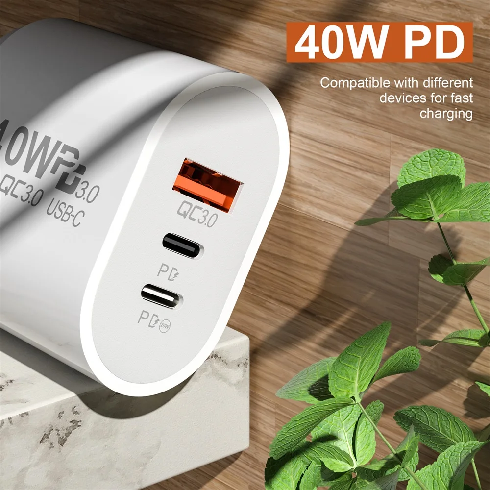 USB C Charger 60W PD Fast Charge Quick Charge 3.0 Mobile Phone Adapter iPhone 13 Xiaomi Huawei Samsung