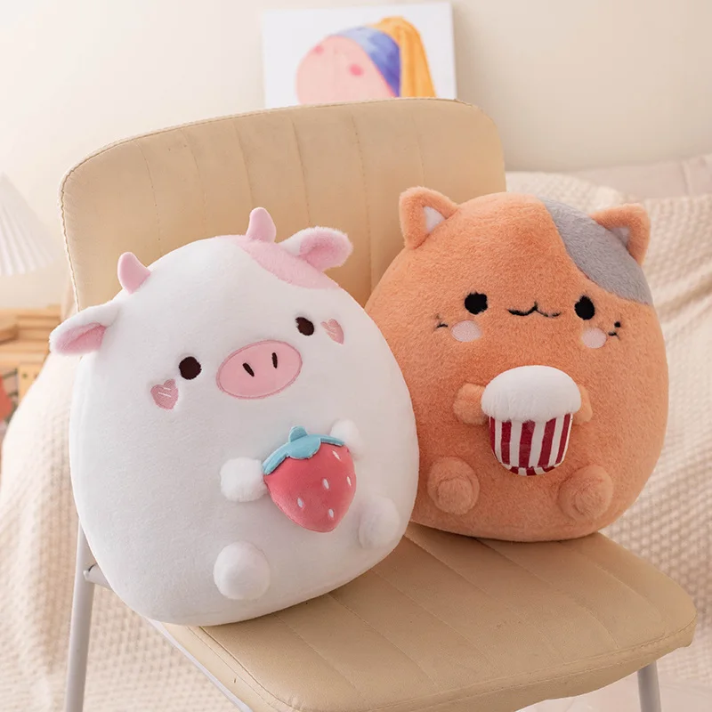 32cm Cute Chubby Cow Cat Pillow Plush Toys Stuffed Soft Plushie Animal Sofa  Back Cushion Sleep Pillow Toys for Kids Girls Gift - AliExpress