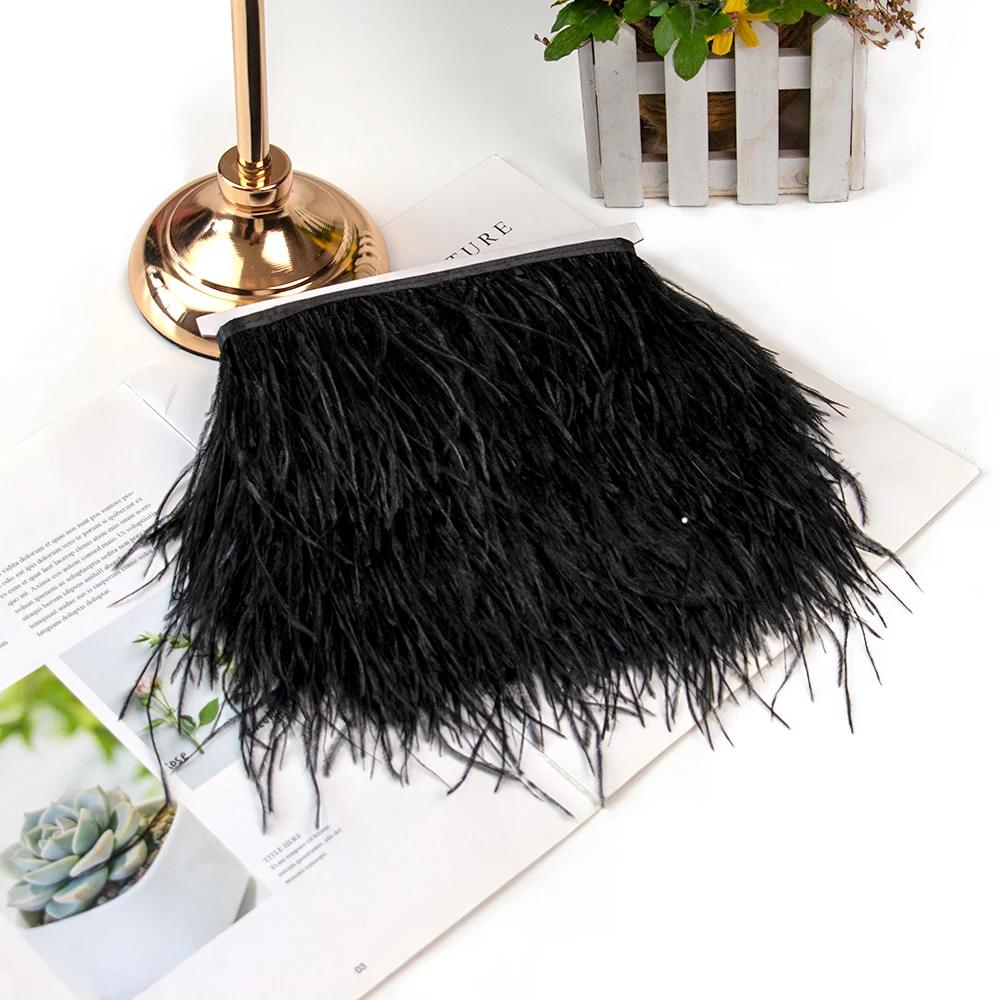 Ostrich Feathers 1Meters on Tape Ribbon Fringe Trim 8-10cm