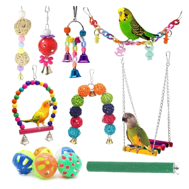 

Pet Bird Climbing Toy Set for Birds Pet Climbing Decoration Swing Training Perch Parrots Cage Toy Gym Chew Toy Playstand 6XDE
