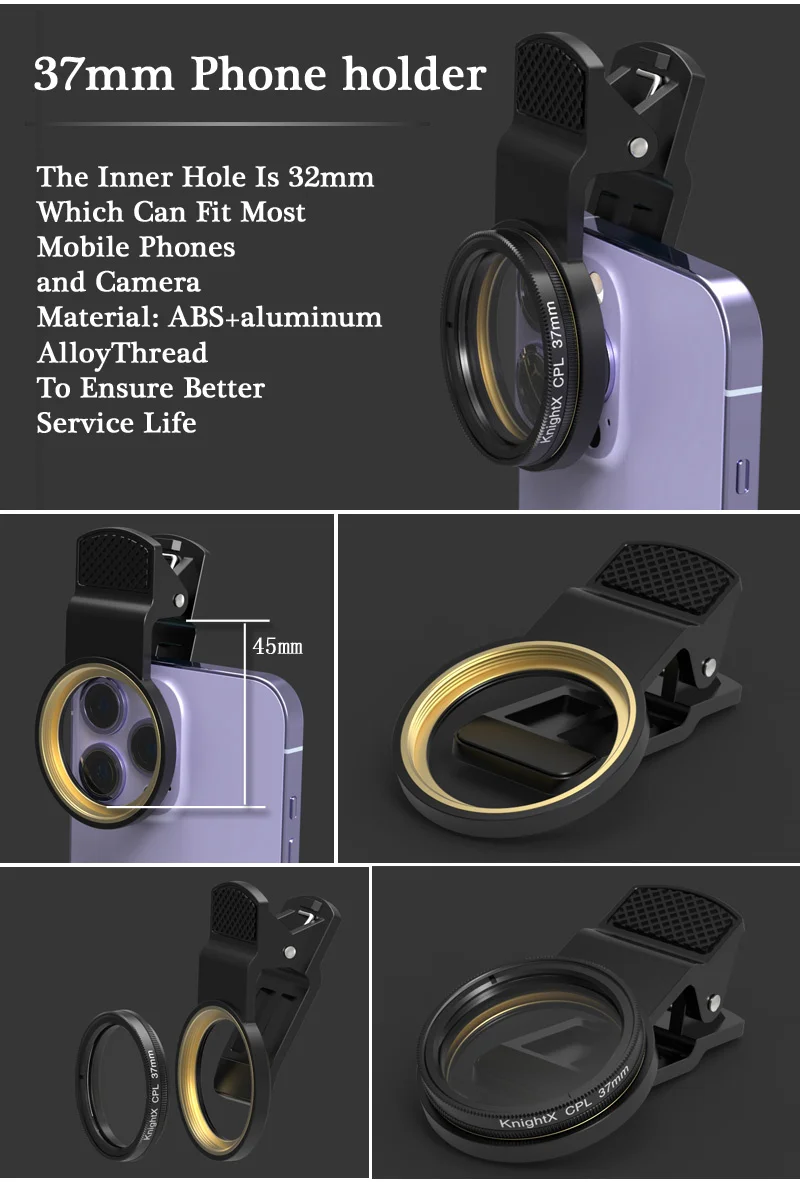 Description Picture 2 of itemKnightX Mobile Phone Lens Universal Polarizer Camera Lens CPL Star Variable ND Filter For all smartphones 37mm 40.5mm 52mm