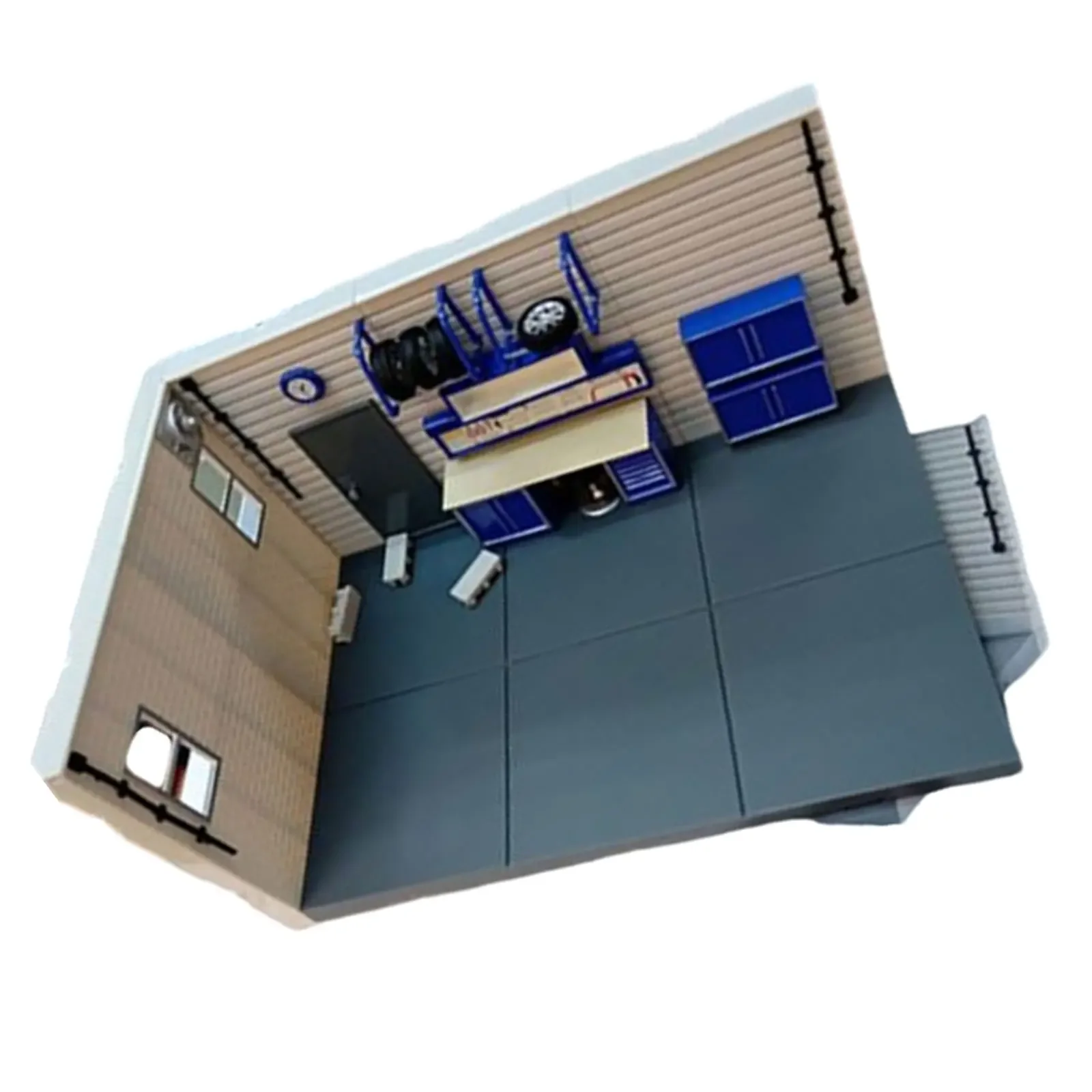 1/43 Diorama Modello Di Garage Per Auto Ornamenti Assemblati Modello Di Scena Del Parcheggio Dell'Auto