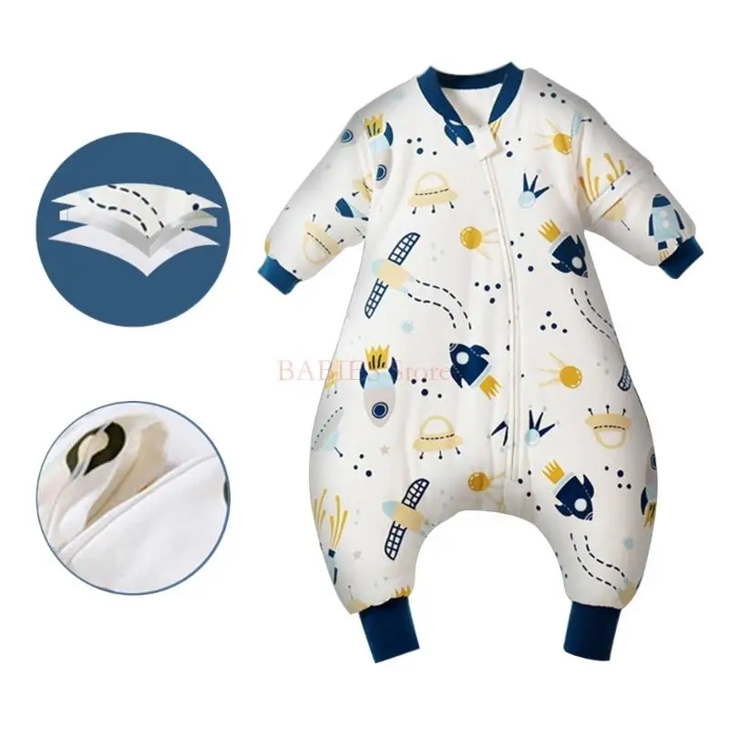 C9GB Baby Split Legged Sleepsack Removable Sleeves Designed Sleep Sacks Breathable Children's Sleeping Bag Anti-kick Quilt