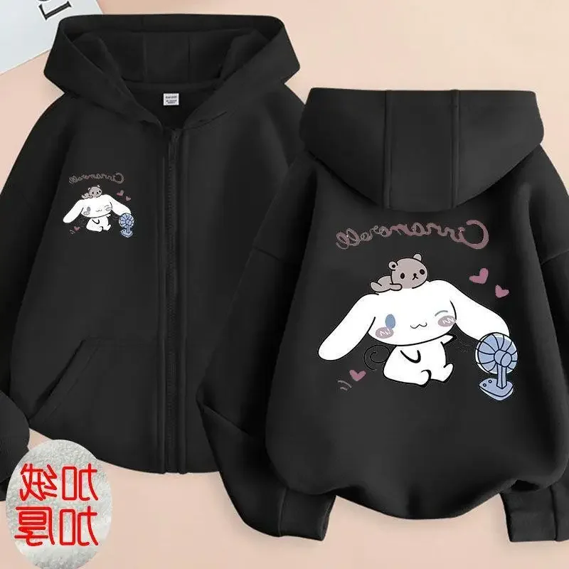 Children Clothing Girls Sanrio Cinnamoroll Cardigan Zip Jacket Cardigan Cartoon Parenting Clothing Kids Zipper Hooded Sweater