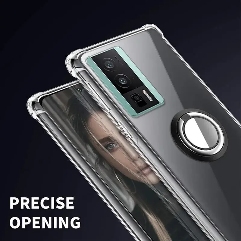 Clear Transparent Soft Case with Ring Stand Holder