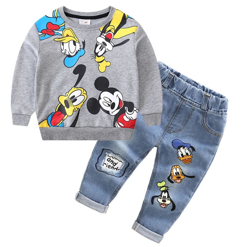 Kids Clothing Set Autumn Children Clothing Set Toddler Boys Costume Cartoon Mickey Mouse Top Pants For 2-6 Years Kids