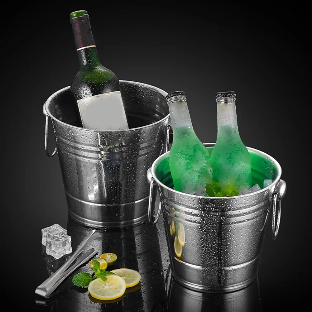 Stainless Steel Ice Bucket Bar Ice Bucket Creative Mini With Clip Beer Red Wine Household Creative Cube