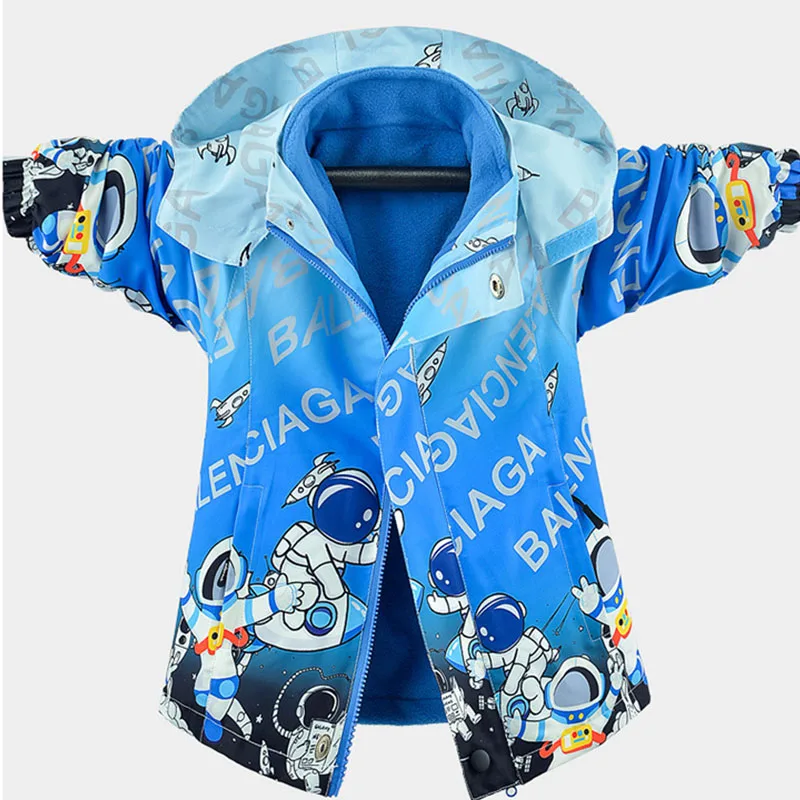 Children Hiking Jackets Zipper Baseball Uniform Windbreaker Hooded Coat New Teenager Outdoor Warm Outerwear Sports Clothing