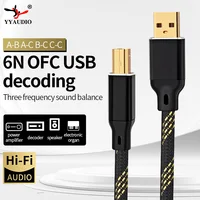 YYAUDIO Hifi USB Cable DAC A-B C-B C-C A-C Digital Audio High Quality OFC Silver Plating Type A to Type B Hifi Usb Typec Cable
