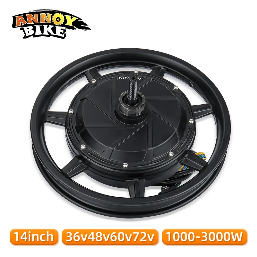 14 inch 36V-72V 1500W-3500W Electric Bicycle High Speed Motor with Tire 14x2.125/54-254 120km/h Hub Motor Brushless Scooter