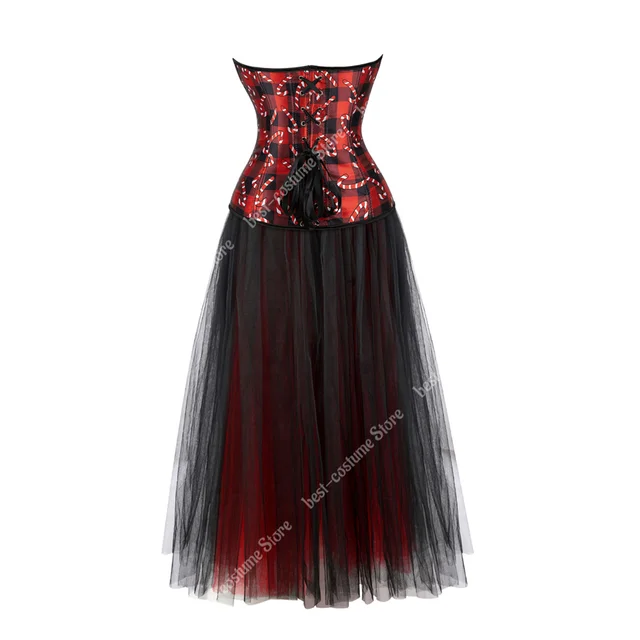 Gothic Black Corset Dress Women Steampunk Corset With Straps Plus Size  Pirate Costume Sexy Off Shoulder