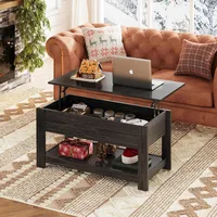 Coffee Table, 39" Lift Top Coffee Table with Hidden Compartment and Storage Shelf for Living Room, Espresso 2