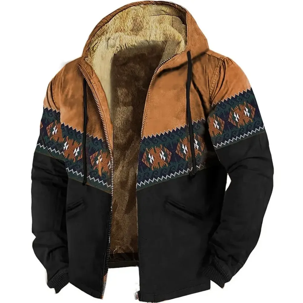 GLUDEAR Men's Polynesian Tribal Print Zip Hoodie - Long Sleeve Full Zip Sweatshirt With Pockets