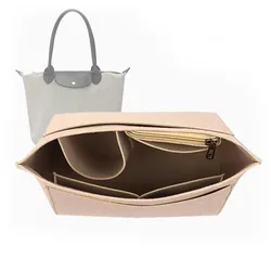 Multi-Pocket Felt Purse and Tote Bag Organizer Insert - Large (Beige)