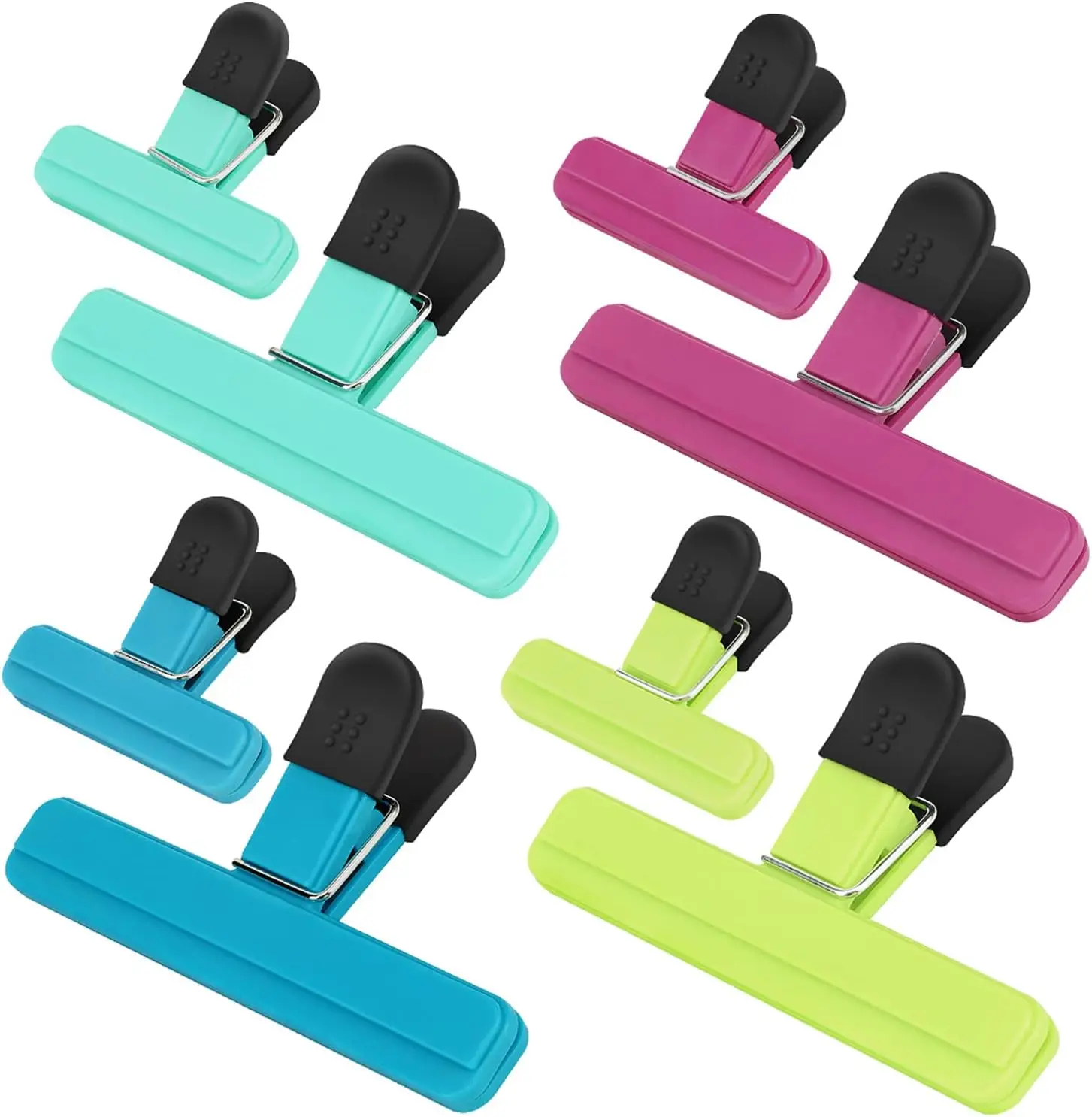 8 Pack Food Clips, Upgrade Wide Open Bag Clips for Food Storage with Air Tight Seal Grip (4 x L, 4 x S)