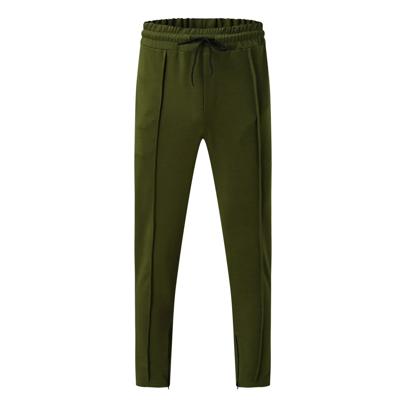 Men's Zipper Casual Tracksuit Pants Thin Sports Jogging Breathable No Elasticity Streetwear Trousers Pockets Sweatpants green sweatpants