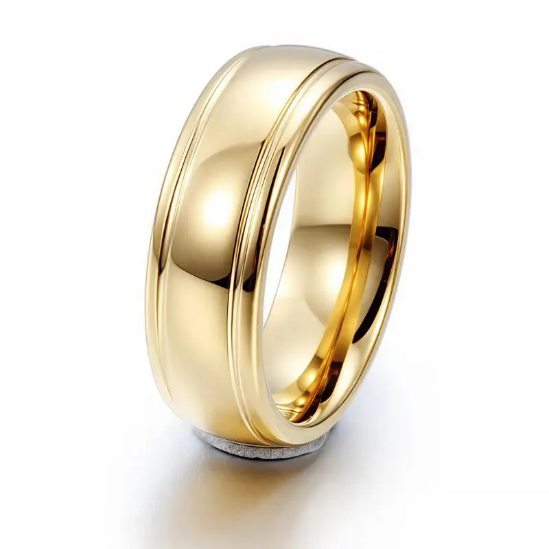 Gold Color Men Tungsten Carbide Ring Fashion Classic Style Anti-Scratch for Wedding Bands Party Rings Jewelry