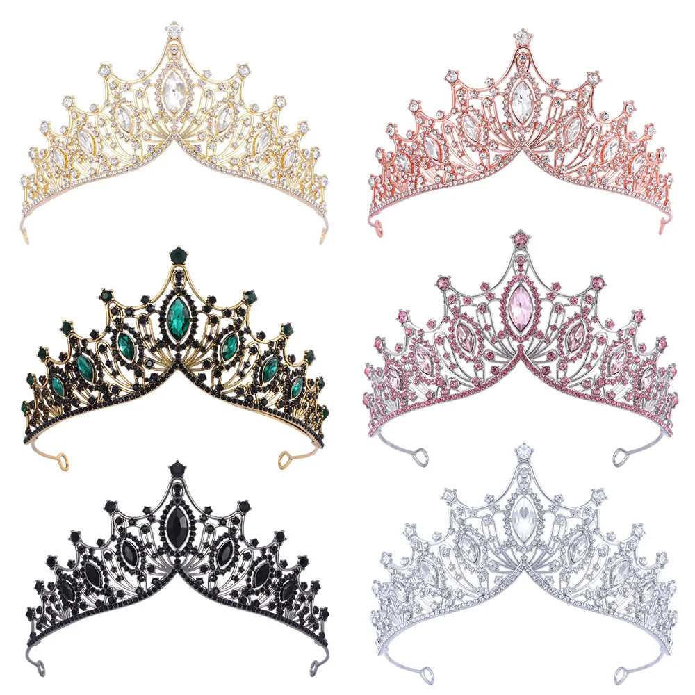 Baroque Queen Tiaras Crowns Rhinestone Diadem Bridal Princess Wedding Crown Hair Jewelry Party Birthday Accessories
