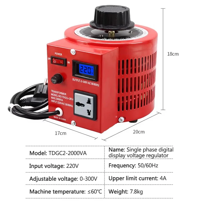 Aps-2000W 2 Kw 220V Variac Trasformatore Variabile Regolatore Di Tensione Monofase Regolabile 0-300V Ac Alimentatore Di Regolazione