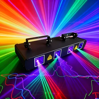 Luce da Discoteca a 4 Fasci con Effetto Sonoro RGBY, Controllata da DMX, Ideale per Discoteche, Bar, KTV, Club, Karaoke
